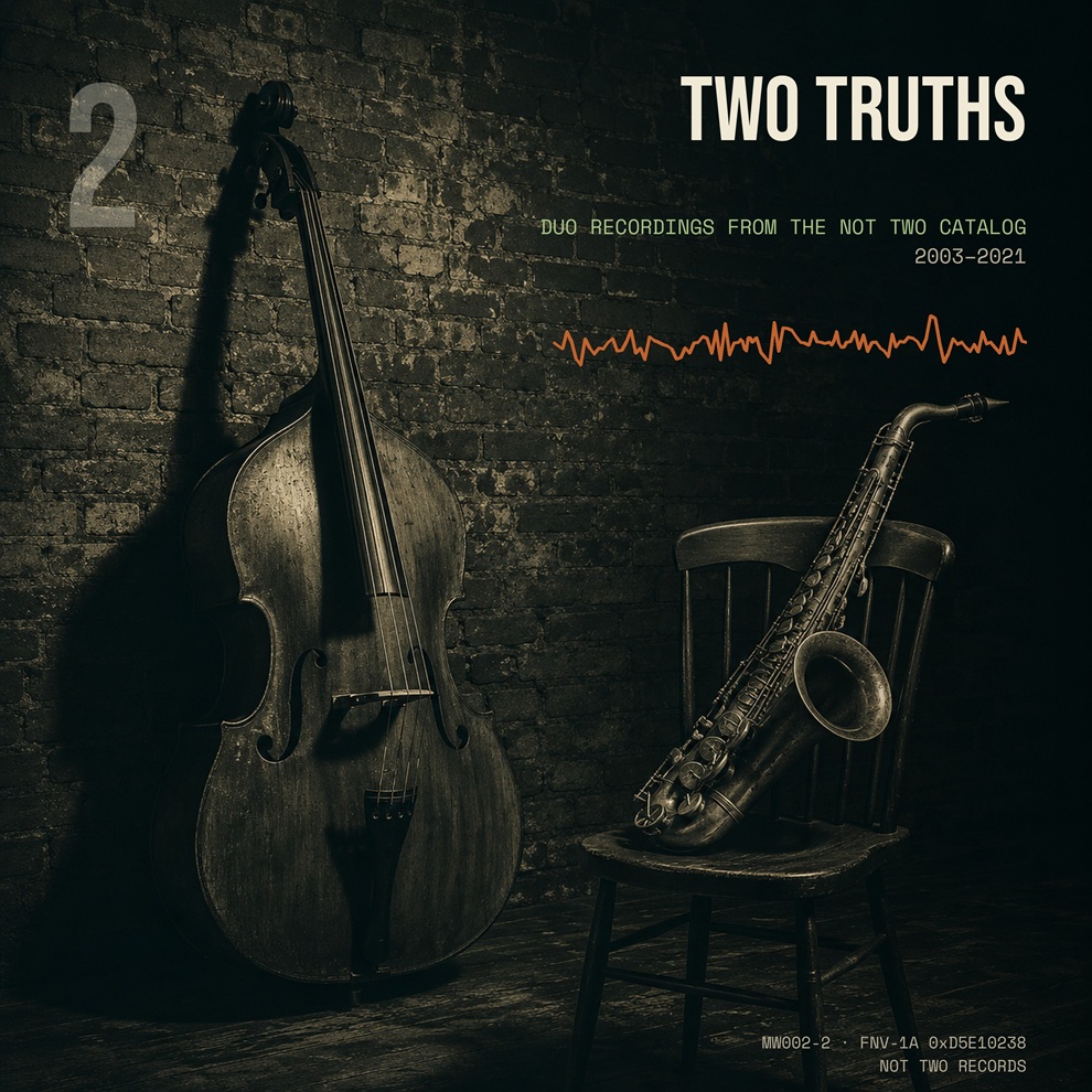 Peter Brötzmann, Jörg Fischer, Per-Åke Holmlander, Tim Daisy, Joëlle Léandre, Lauren Newton, Joe McPhee, Ingebrigt Håker Flaten, Kirk Knuffke, Mike Pride, Rob Brown, Daniel Levin, Anthony Braxton, Chris Dahlgren, Paulina Owczarek, Tomasz Gądecki, Agustí Fernández, Rafał Mazur, Daniel Carter, Matthew Shipp, Satoko Fujii, Natsuki Tamura, Thomas Pernes, Andy Manndorff, Lucas Niggli, Peter Conradin Zumthor – Two Truths album cover (Not Two Records)